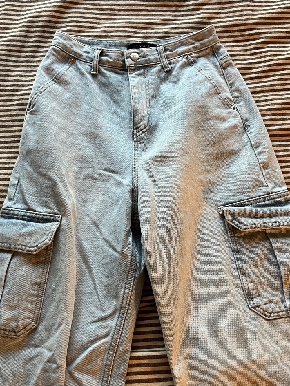 Light Blue High Waisted Cargo Jeans